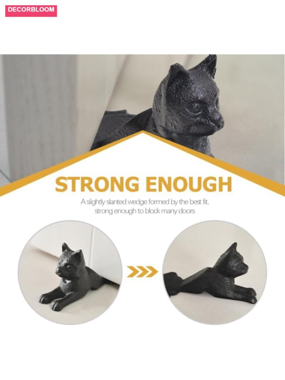 Heavy Duty Cast Iron Cat Door Stop Decorative Wedge Stopper Anti-Collision Wall - Picture 6 of 6